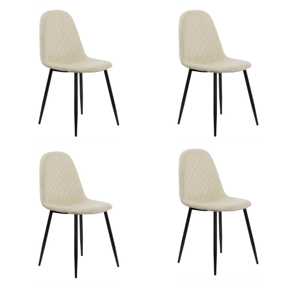 Set 4 scaune de bucătărie din catifea BUC 237X Bej